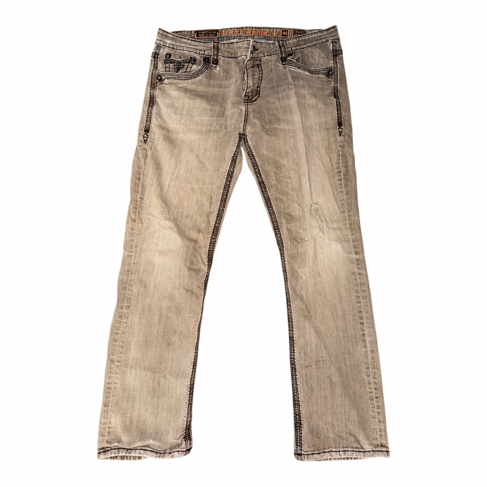 Rock Revival Garrett Men's Straight-Leg Brown Jeans - Picture 2 of 5